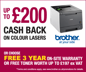 Get UPTO £200 Cash back on Brother